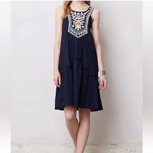 Anthropologie Maeve Tisa Swing Dress Floral Embroidered Sundress